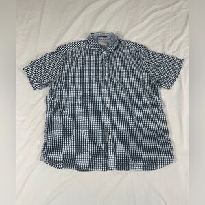 Tommy Bahama Jeans Mens Blue /White Plaid Short Sleeve Button Up Shirt XL
